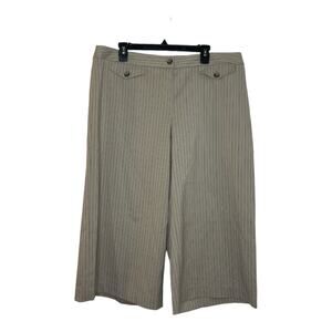 Lane Bryant New Gaucho Pinstriped Wide Leg Capri Pants Mock Pockets Size 18